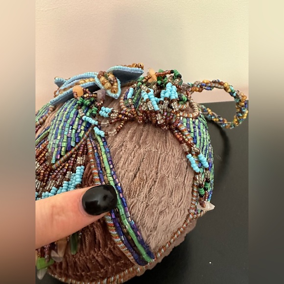 Vintage Mary Frances Beaded Turquoise Multi Color Bird Purse - Picture 12 of 16